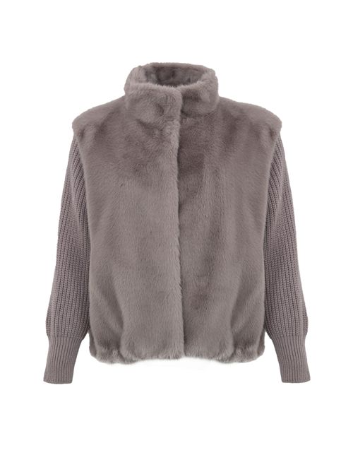 Cappa in faux mink fur e lana
